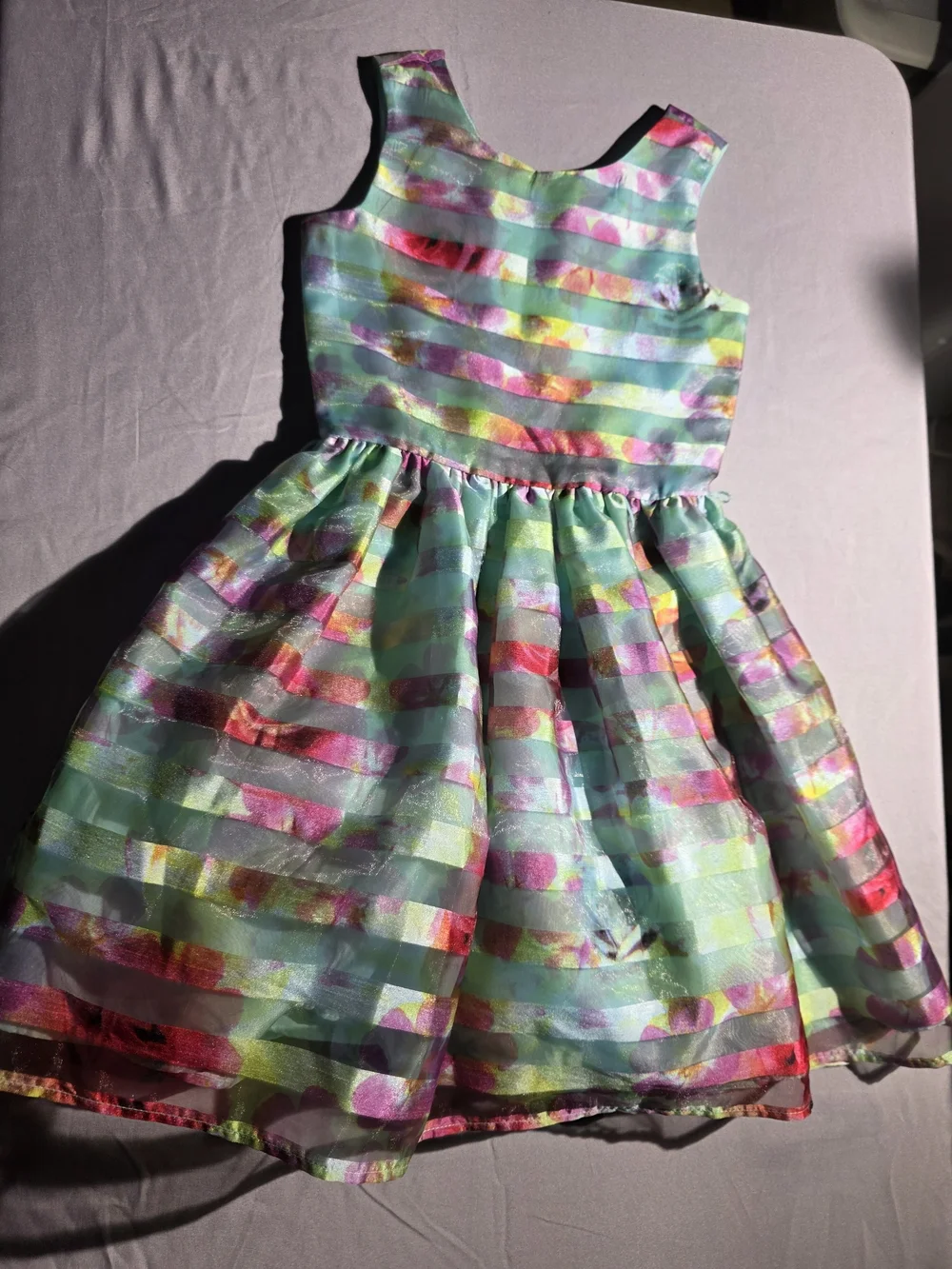 Girls' Multicolor Stripe Party Dress
